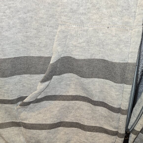 Mens Han Ton Blue Gray Striped Zip Hoodie Lined Size Large - Picture 6 of 6